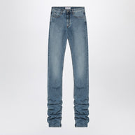 The Attico Sky Blue Jeans With Long Leg Curled At The Hem
