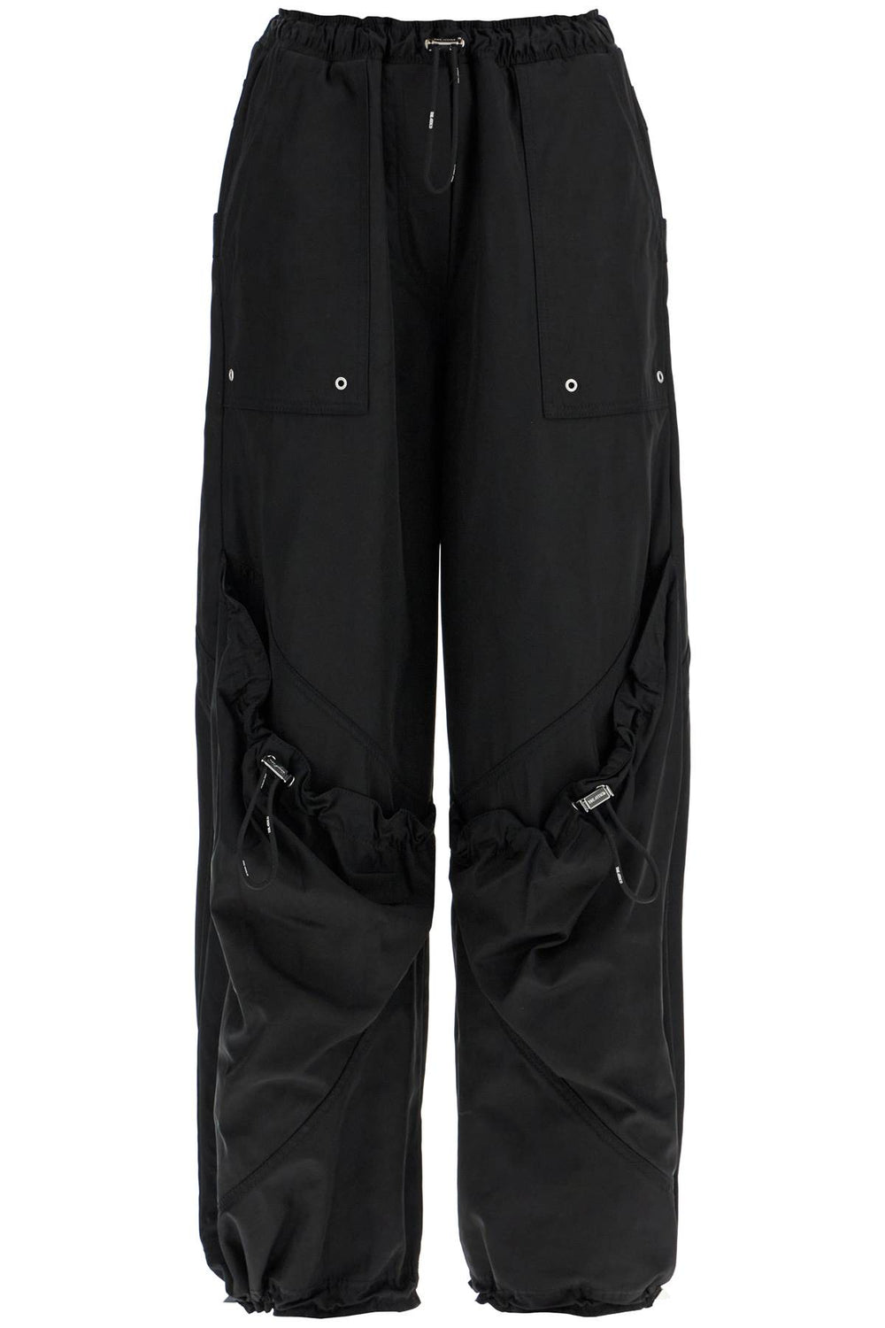 The Attico High-waisted Black Elasticated Loose Fit Trousers With Pockets