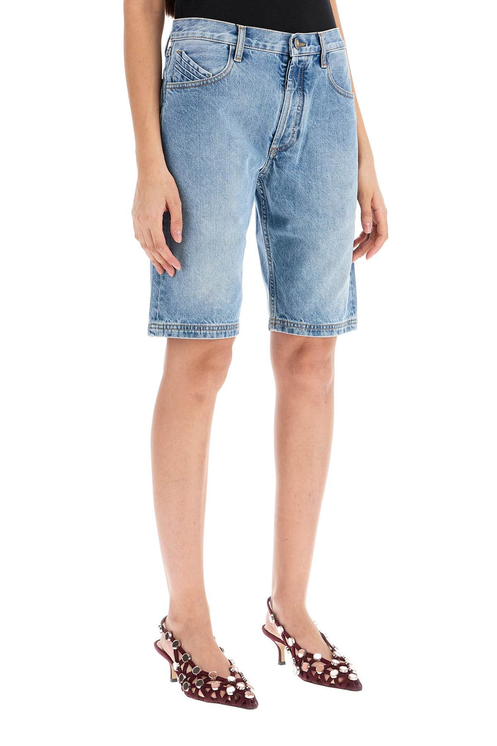 The Attico Denim Boyfriend Bermuda Shorts