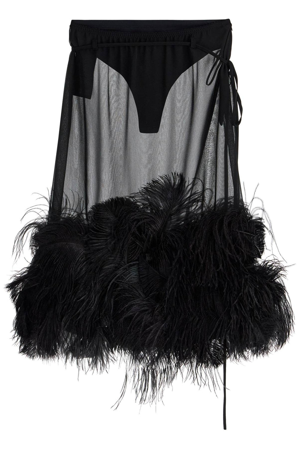 The Attico Midi Skirt With Feathers