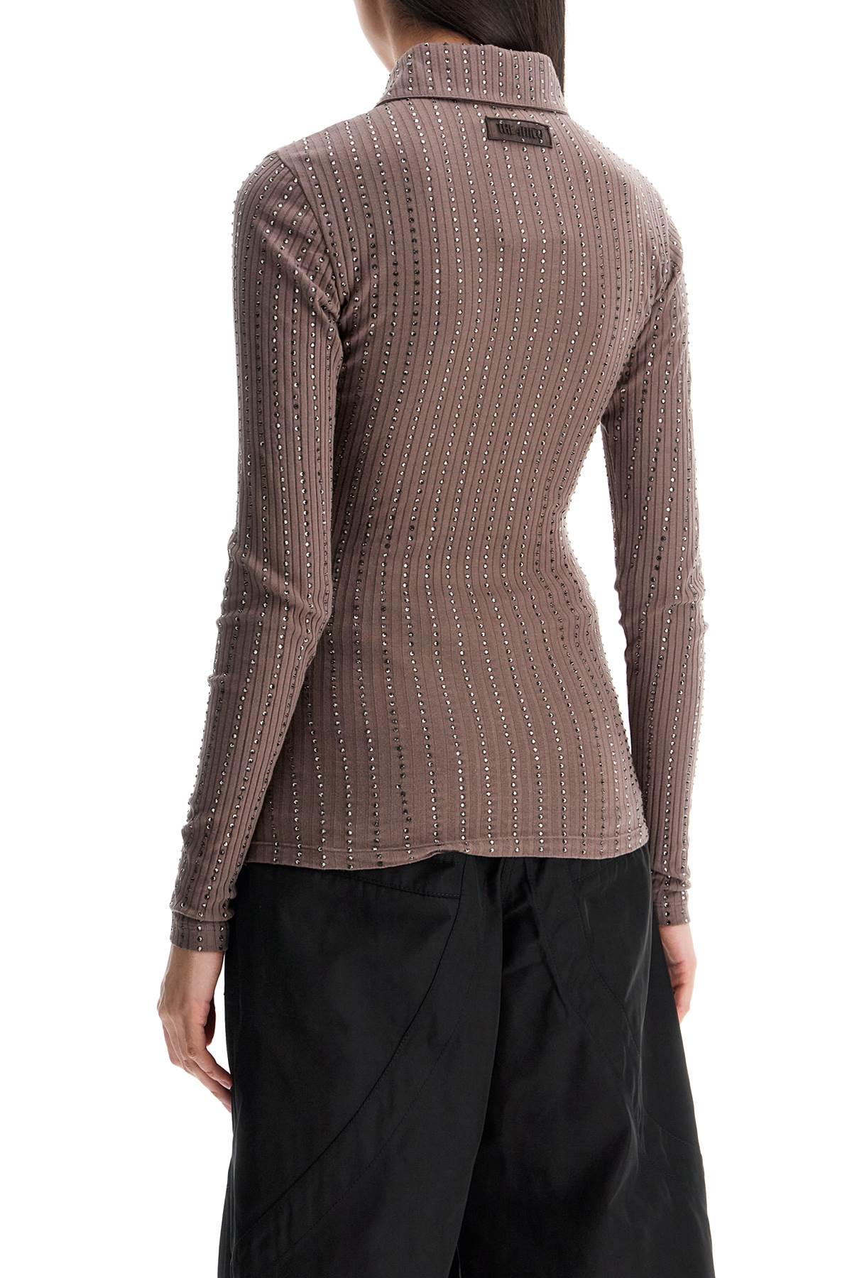 The Attico Faded Mud Long Sleeve Vertical Striped Top