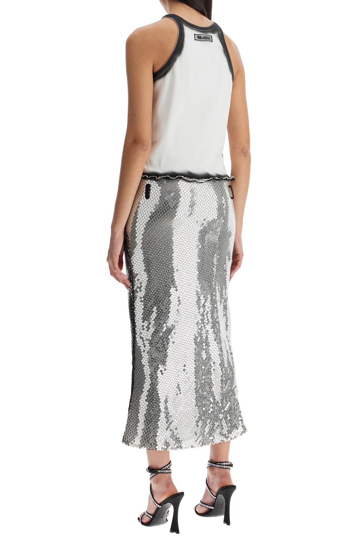 The Attico White And Silver Floral Sequin Midi Dress