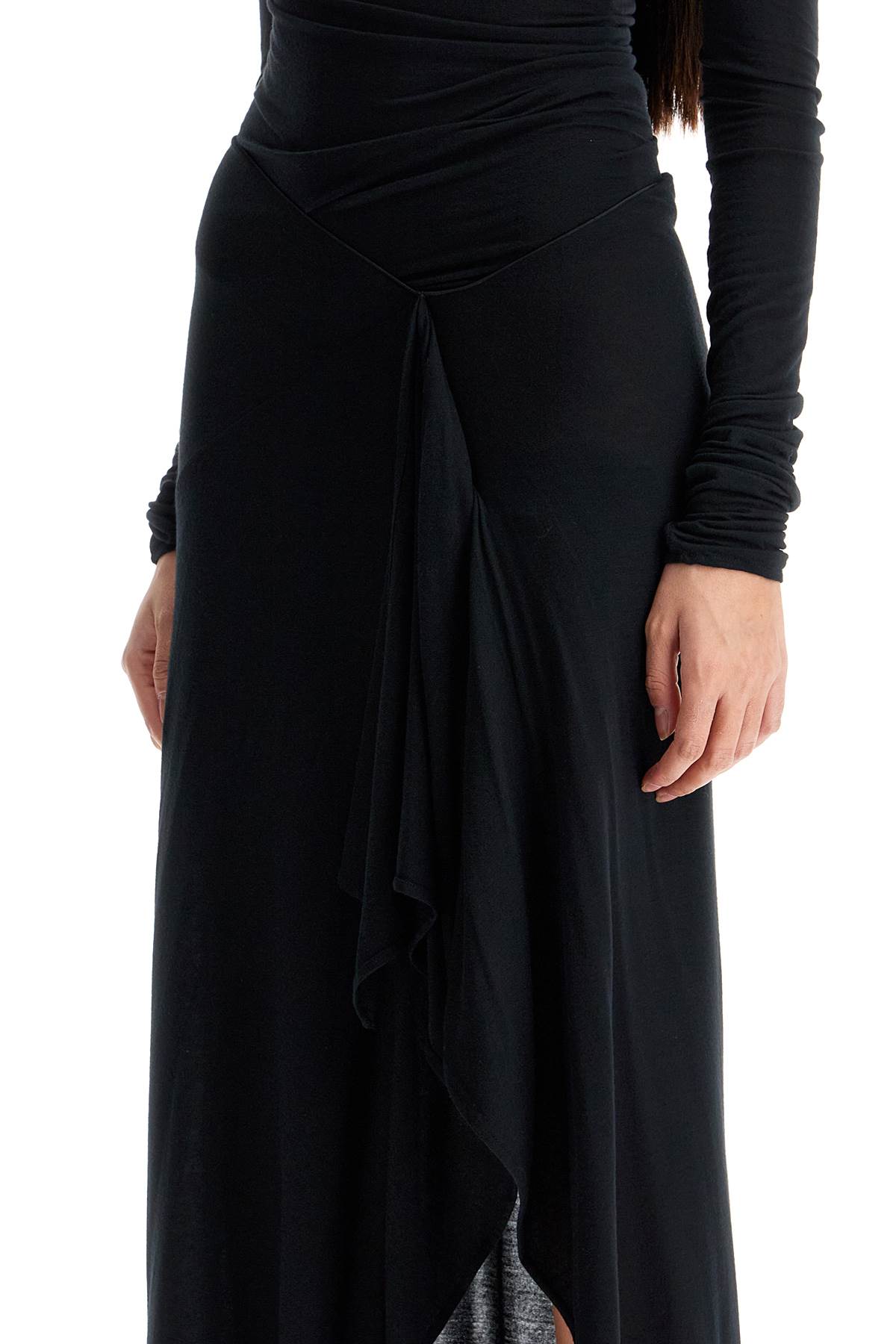 The Attico Long Draped Jersey Dress With Pleats