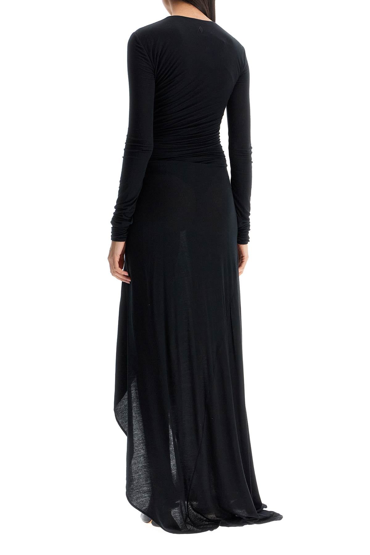 The Attico Long Draped Jersey Dress With Pleats