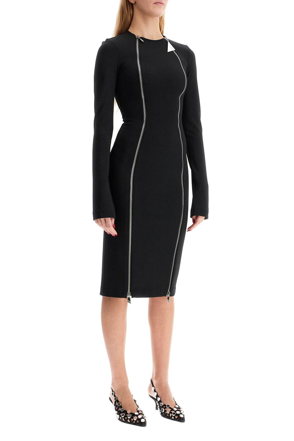 The Attico Midi Dress With Double Zipper Detail