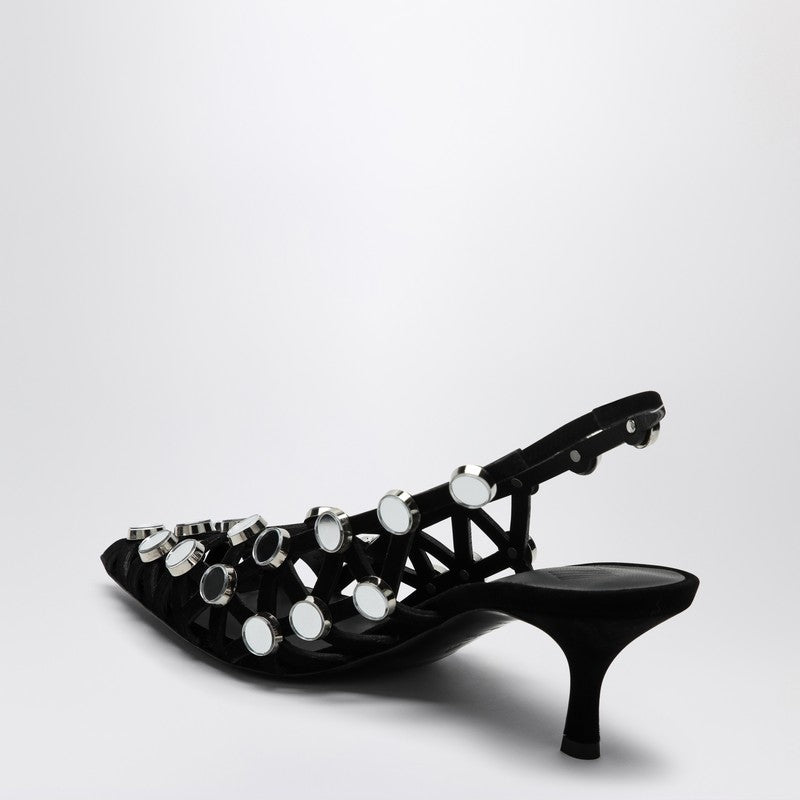 The Attico Black Grid Slingback