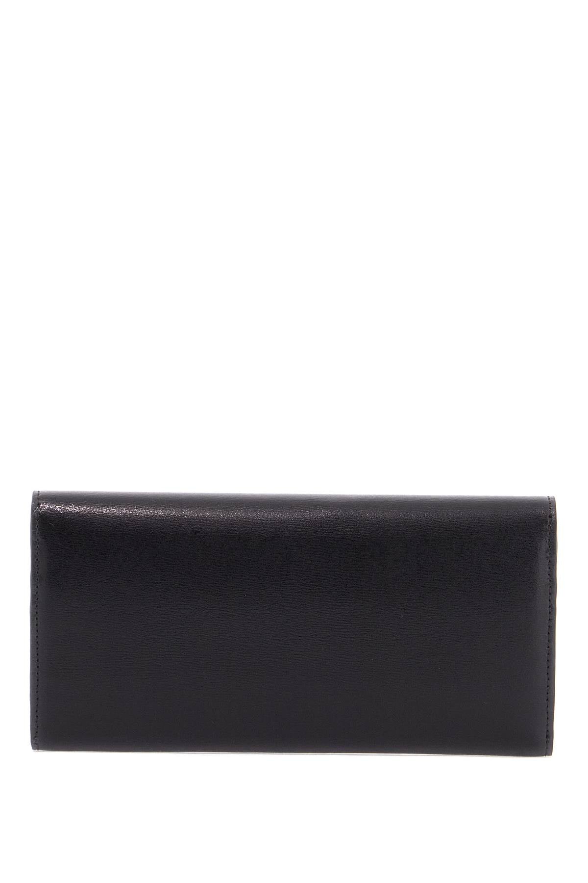 Toteme T-lock Wallet In Shiny Black Leather With Snap Closure