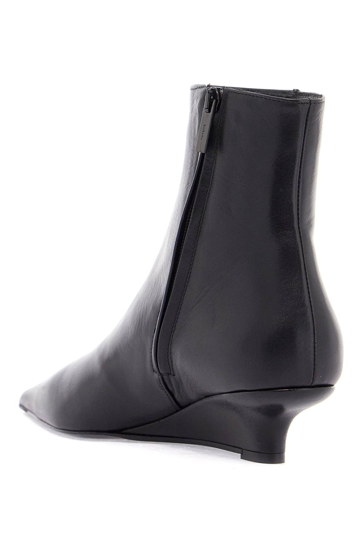 Toteme Sharp Black Leather Ankle Boots