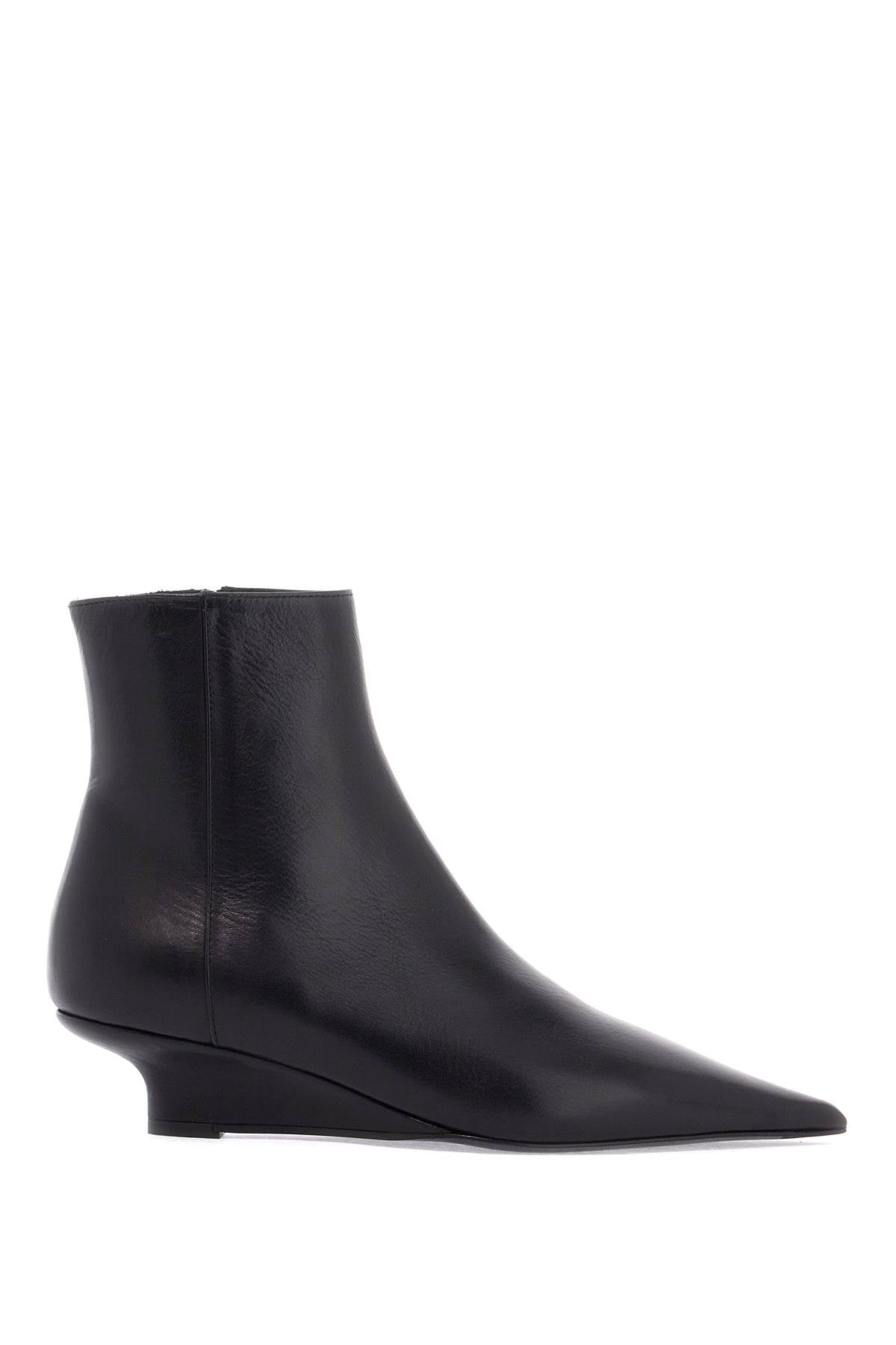 Toteme Sharp Black Leather Ankle Boots