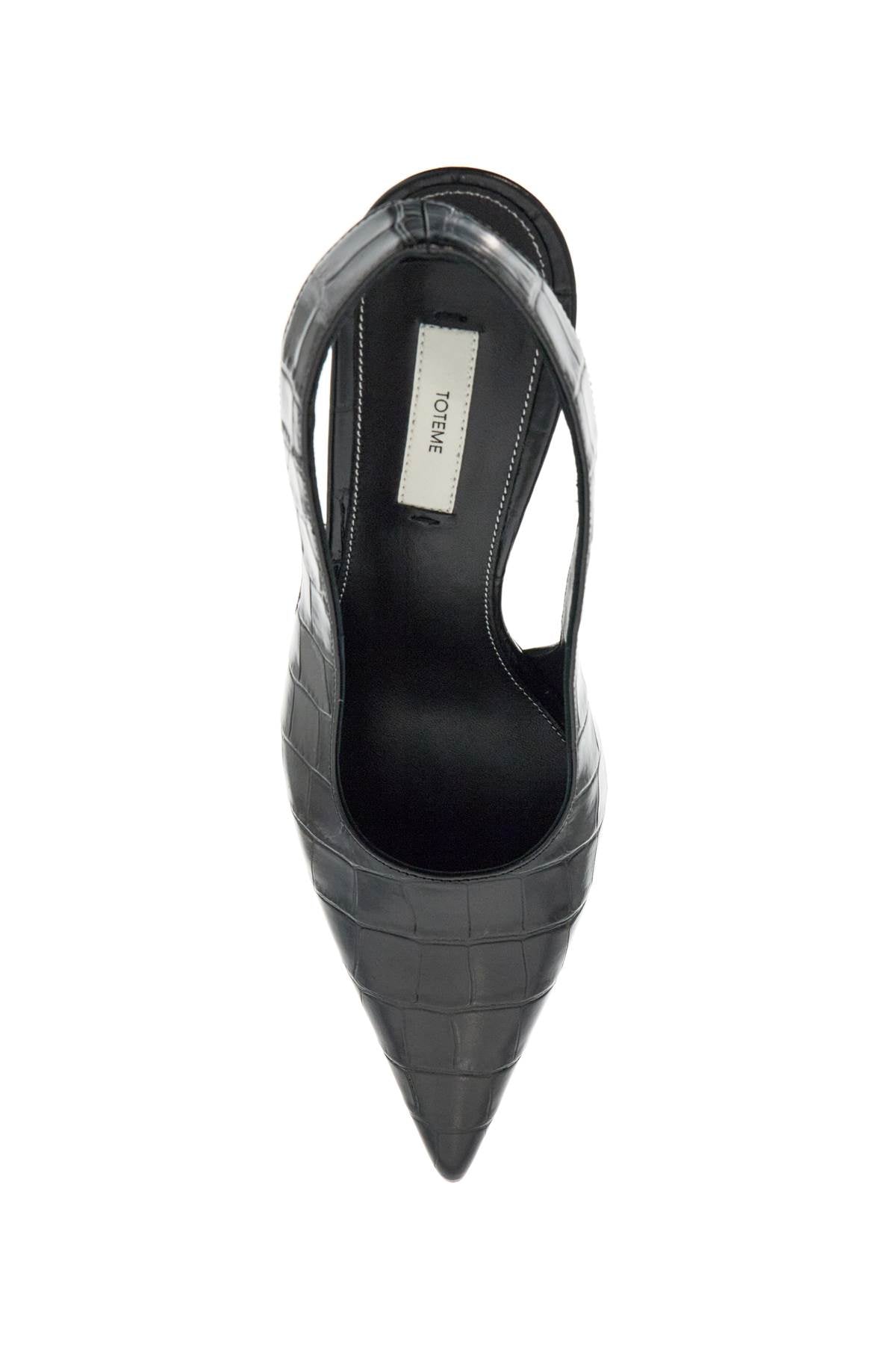 Toteme Black Calfskin Crocodile Effect Slingback Pumps