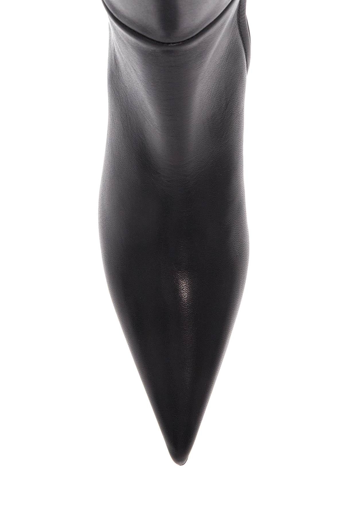 Toteme Sharp Black Leather Knee-High Boots