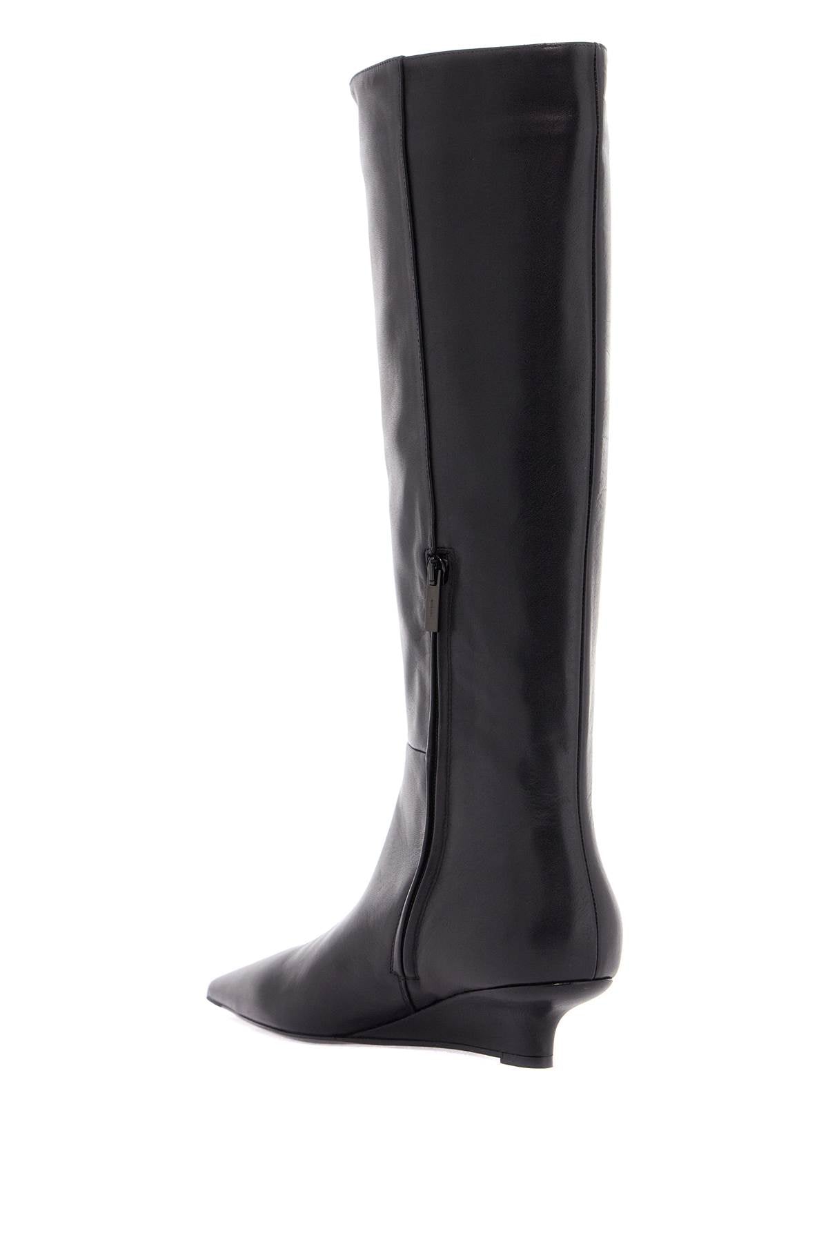 Toteme Sharp Black Leather Knee-High Boots