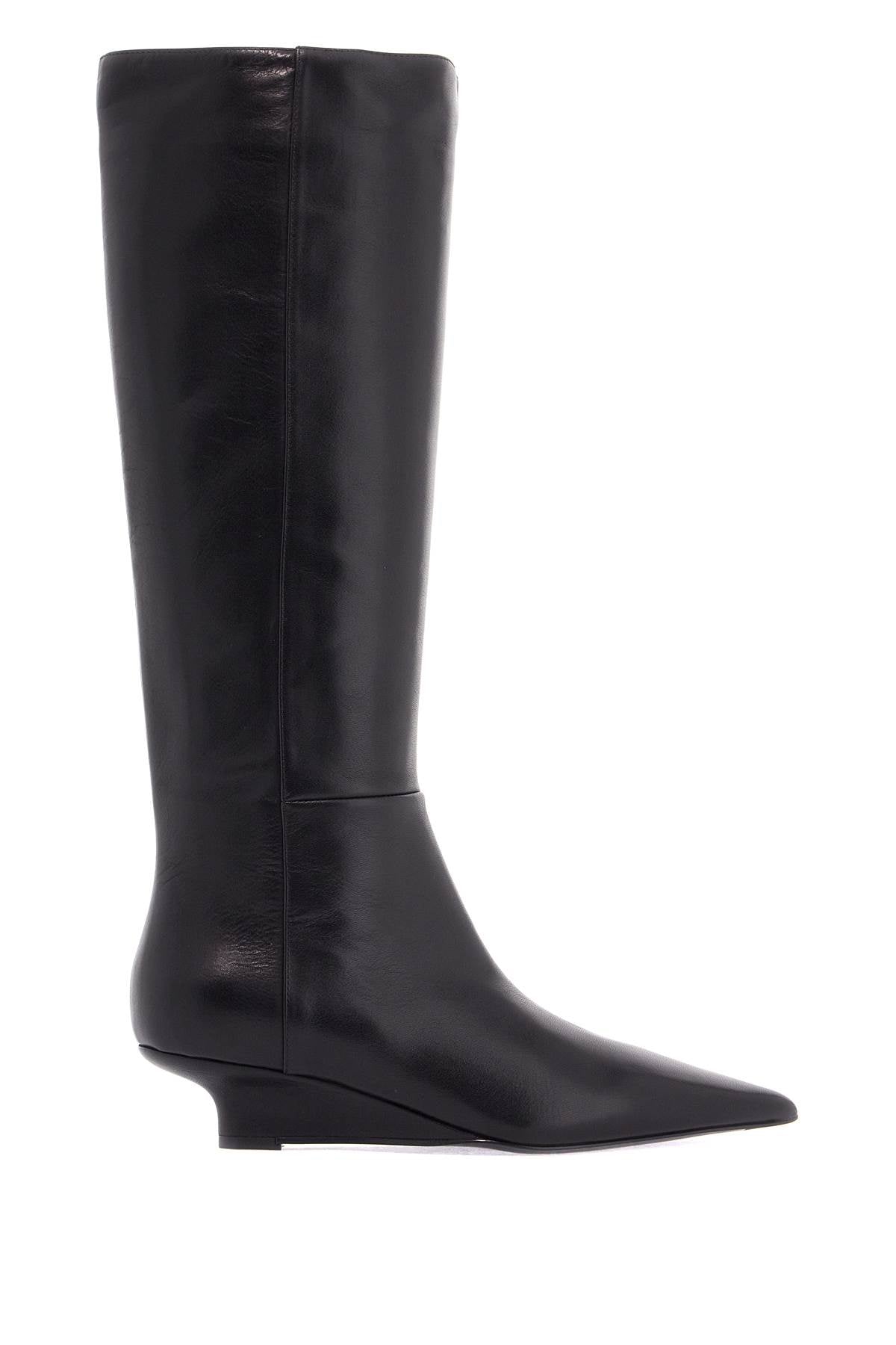 Toteme Sharp Black Leather Knee-High Boots