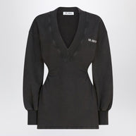 The Attico Washed-effect Black Mini Dress With Logo