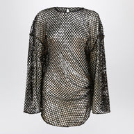 The Attico Black Mesh Mini Dress With Sequins