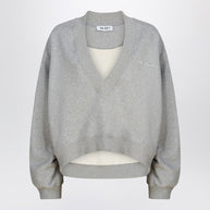 The Attico Grey Mélange Cotton Sweatshirt With Logo