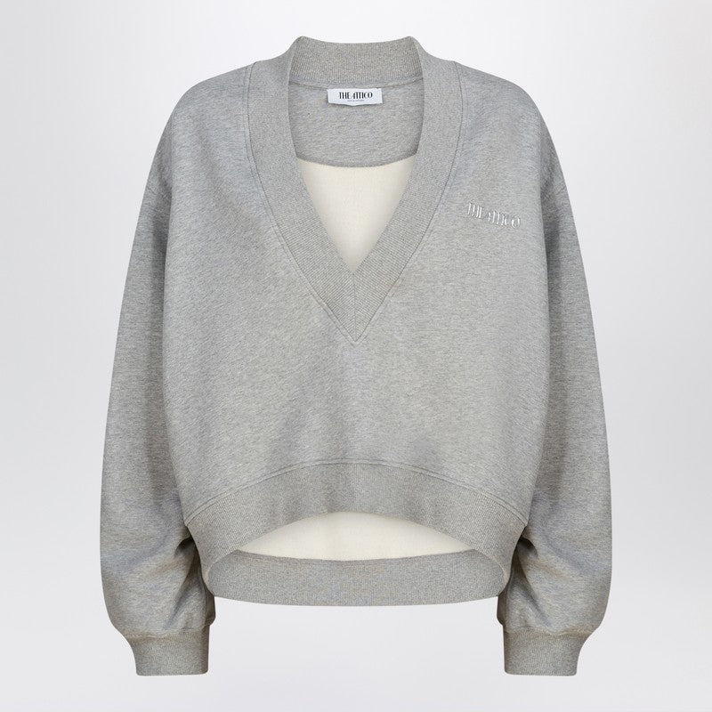 The Attico Grey Mélange Cotton Sweatshirt With Logo