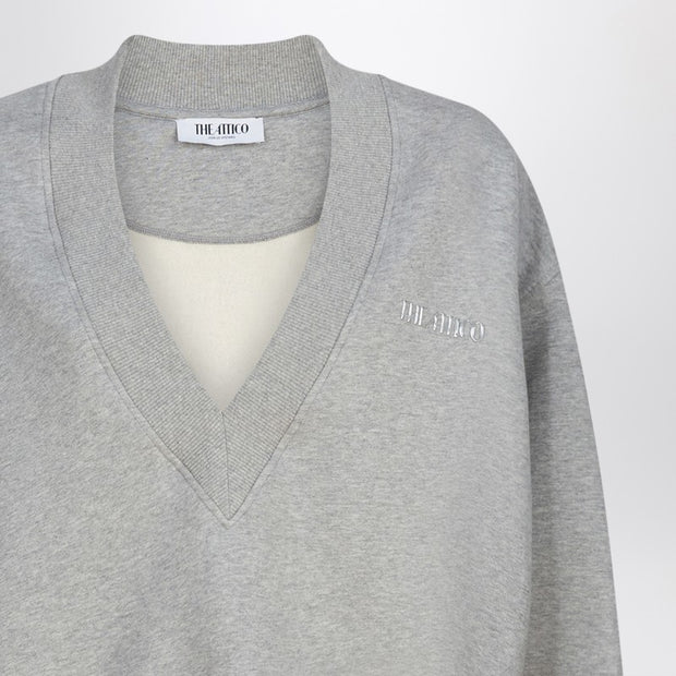 The Attico Grey Mélange Cotton Sweatshirt With Logo