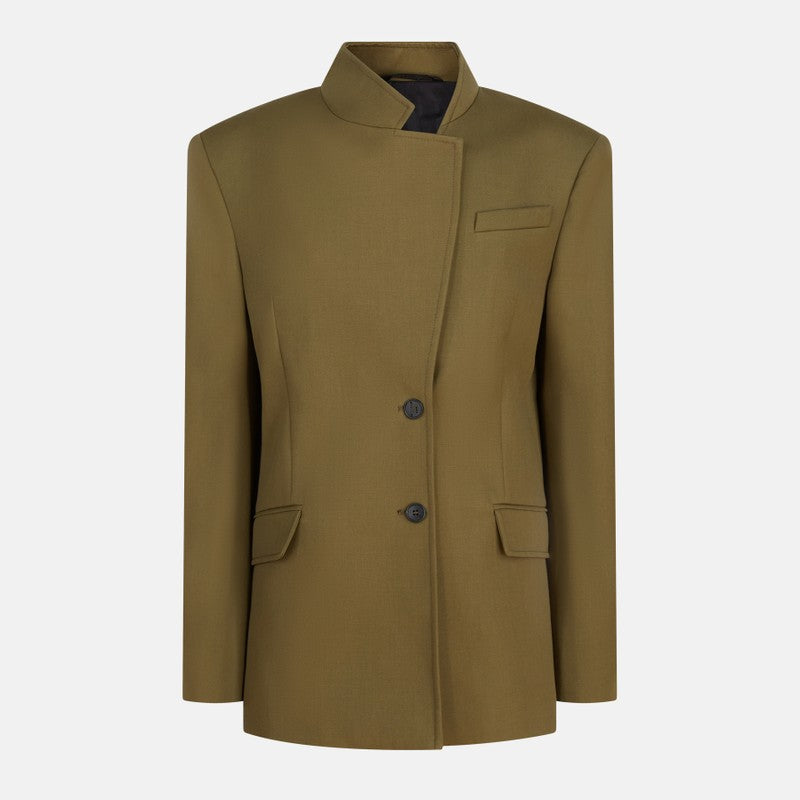 The Attico Asymmetric Military Green Wool Jacket