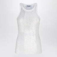 The Attico White Tank Top With Rhinestones