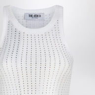 The Attico White Tank Top With Rhinestones