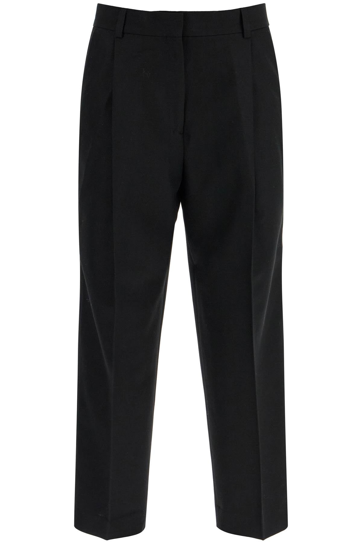 Toteme Black Recycled Wool Wide Leg Trousers