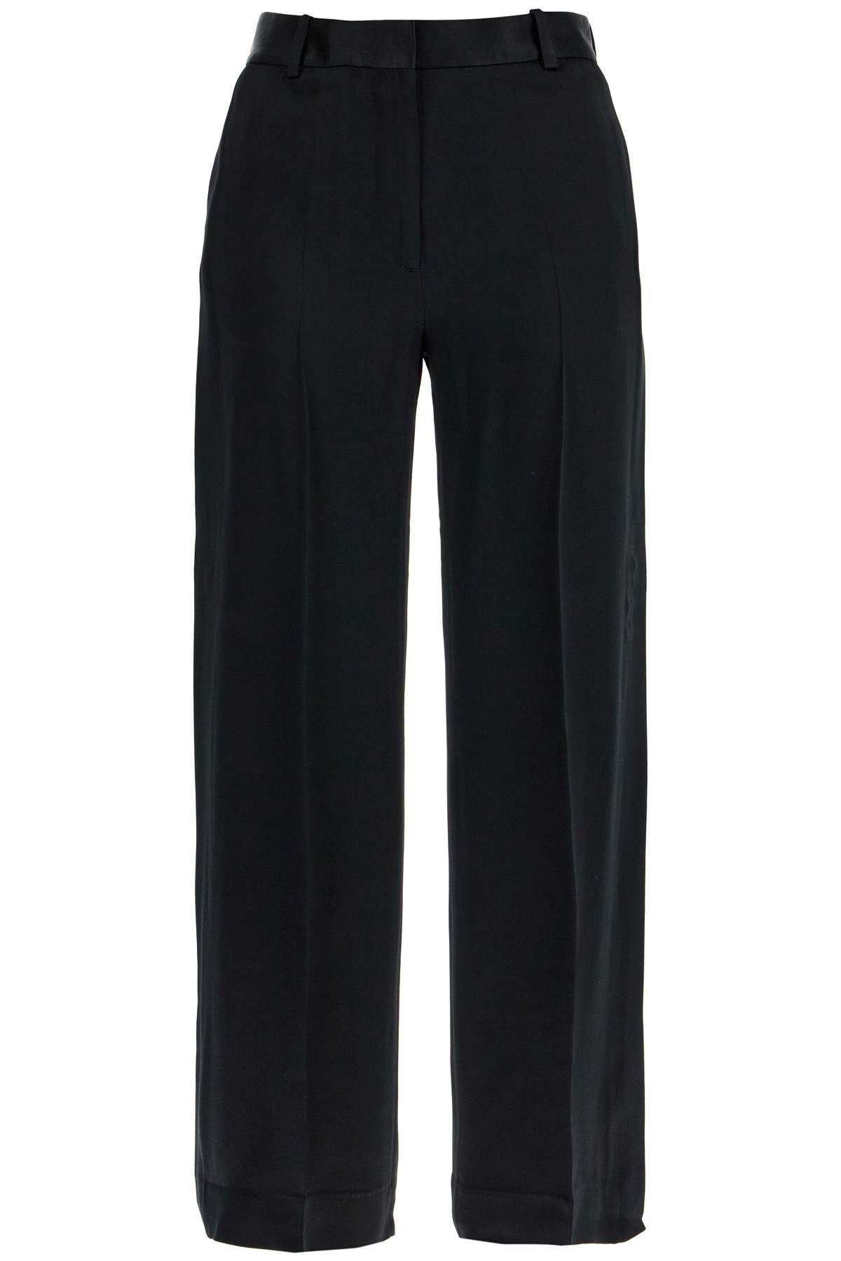 Toteme High-waisted Loose Black Pants With Side Openings