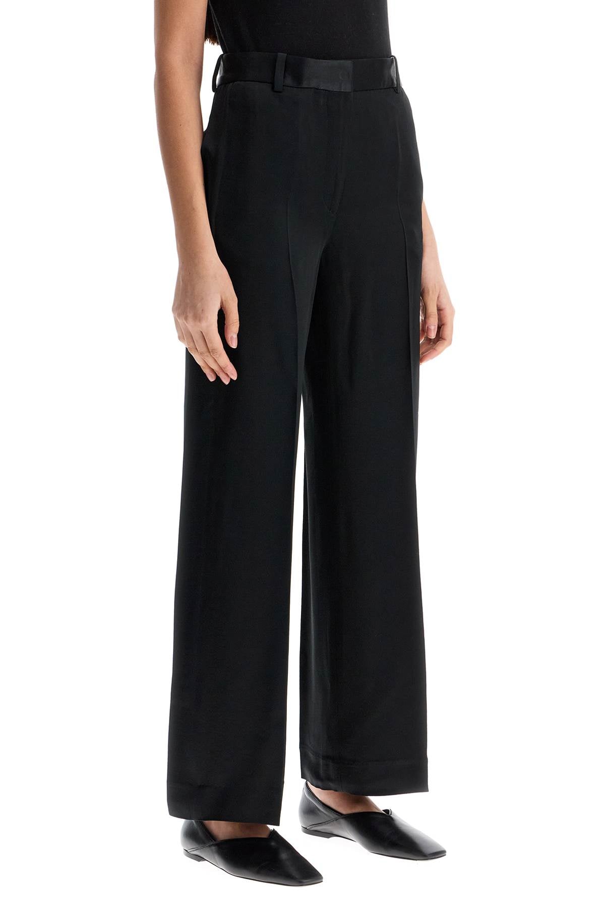 Toteme High-waisted Loose Black Pants With Side Openings