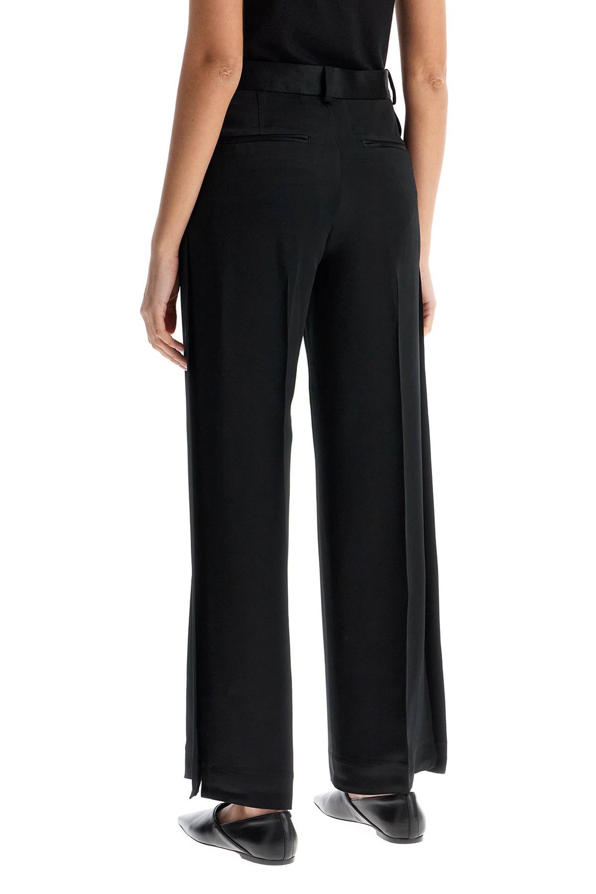 Toteme High-waisted Loose Black Pants With Side Openings