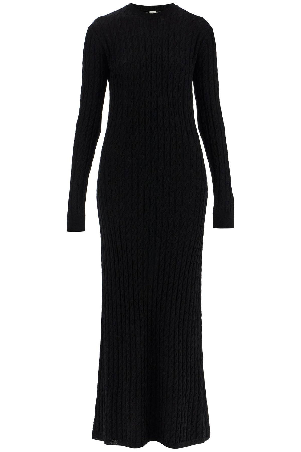 Toteme Elegant Black Maxi Cable Knit Dress