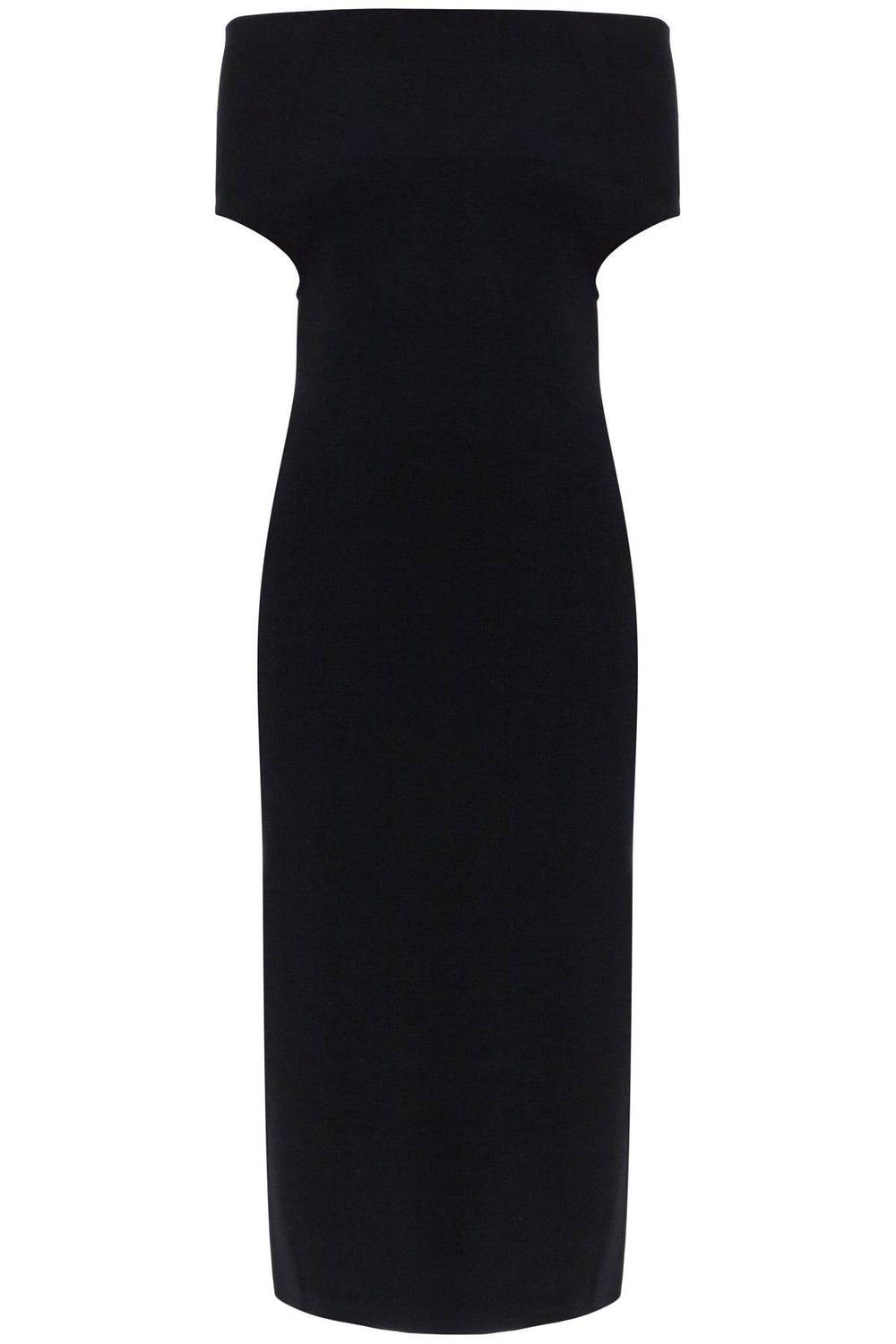 Toteme Off Shoulder Black Long Viscose Knit Dress