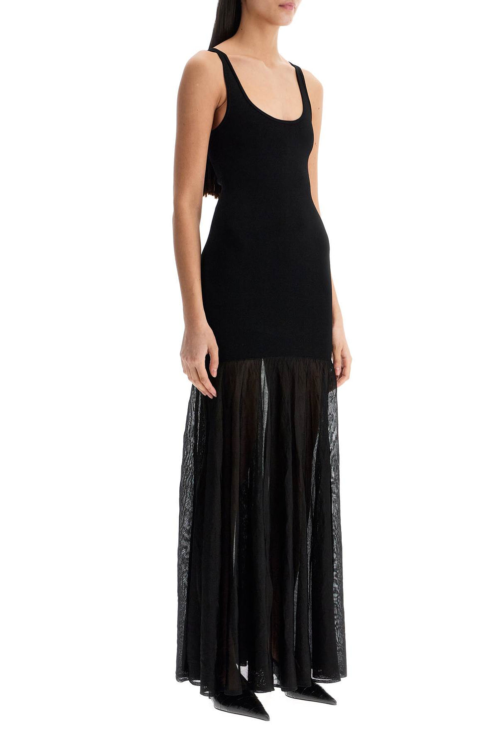 Toteme Long Black Evening Sleeveless Dress With Wide Neckline