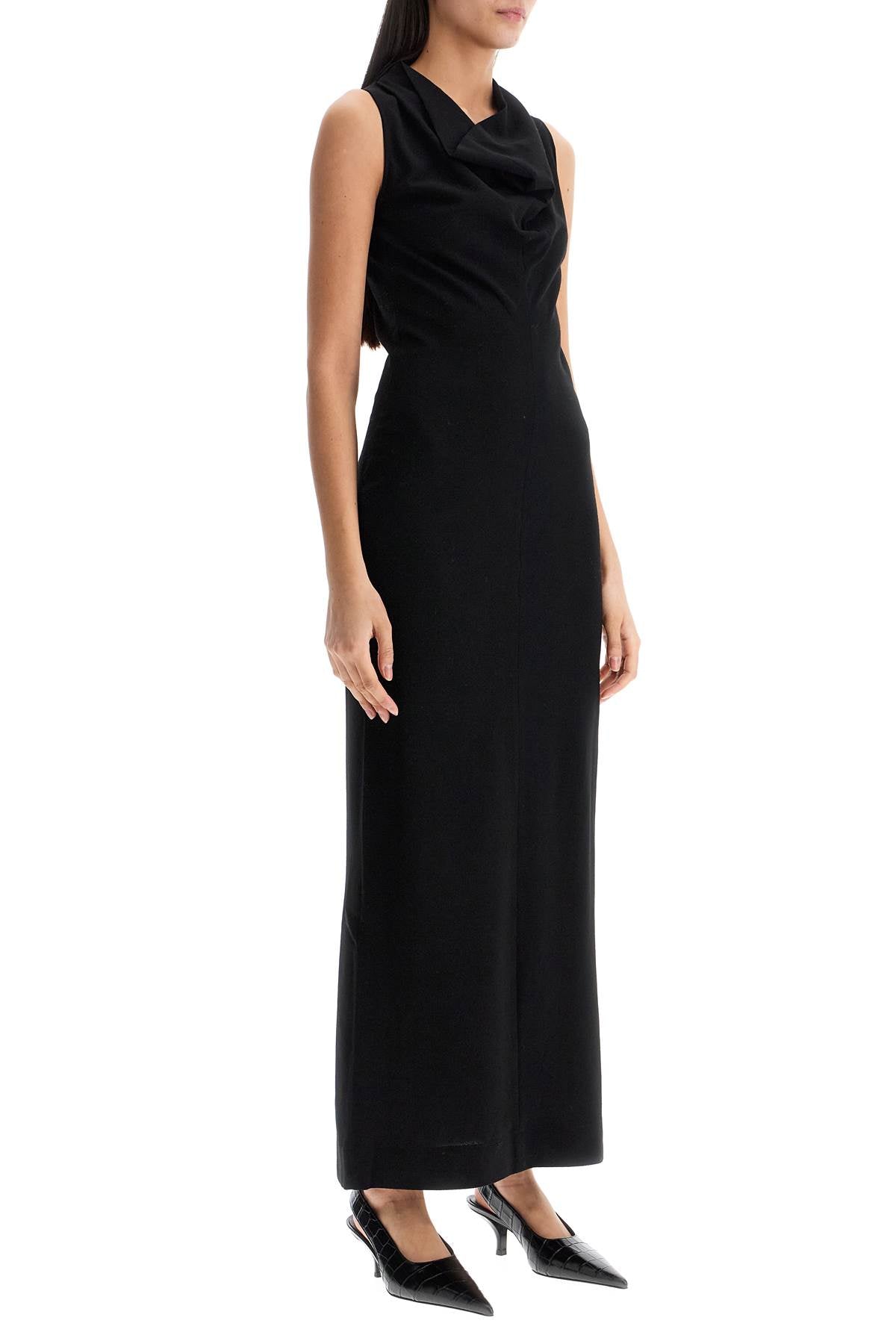 Toteme Cowl Neck Maxi Dress In Black Wool