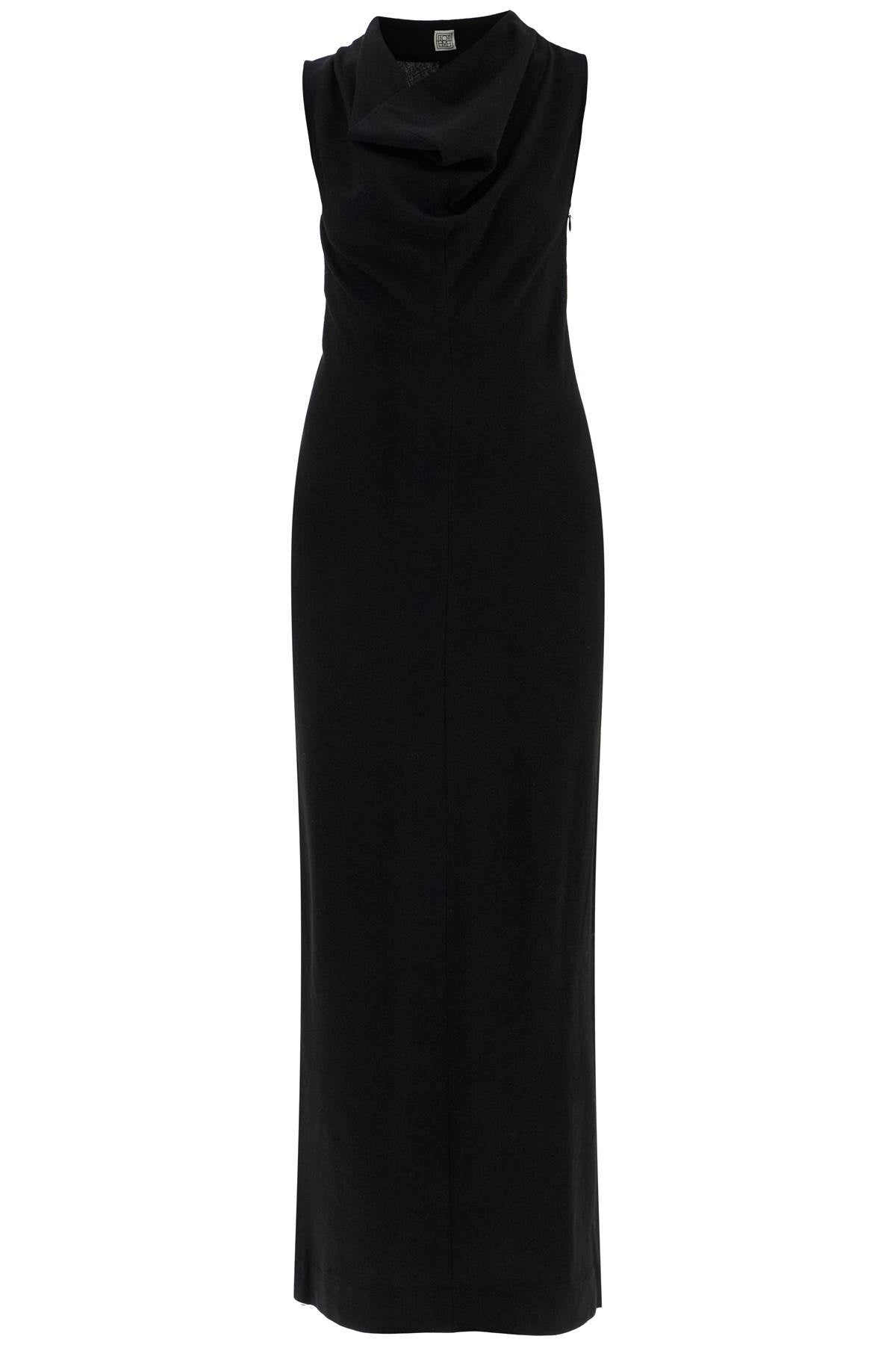 Toteme Cowl Neck Maxi Dress In Black Wool