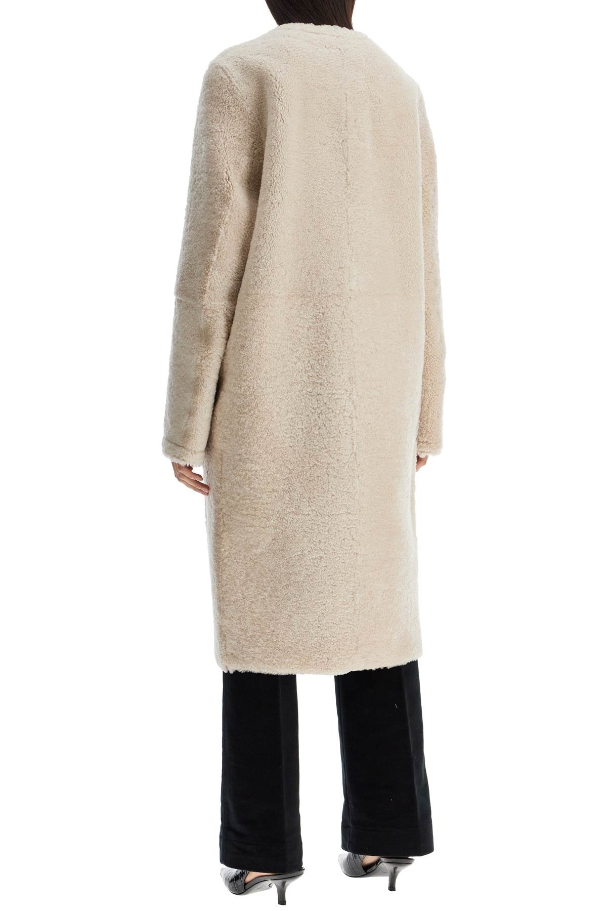 Toteme Beige Shearling Coat With Zip