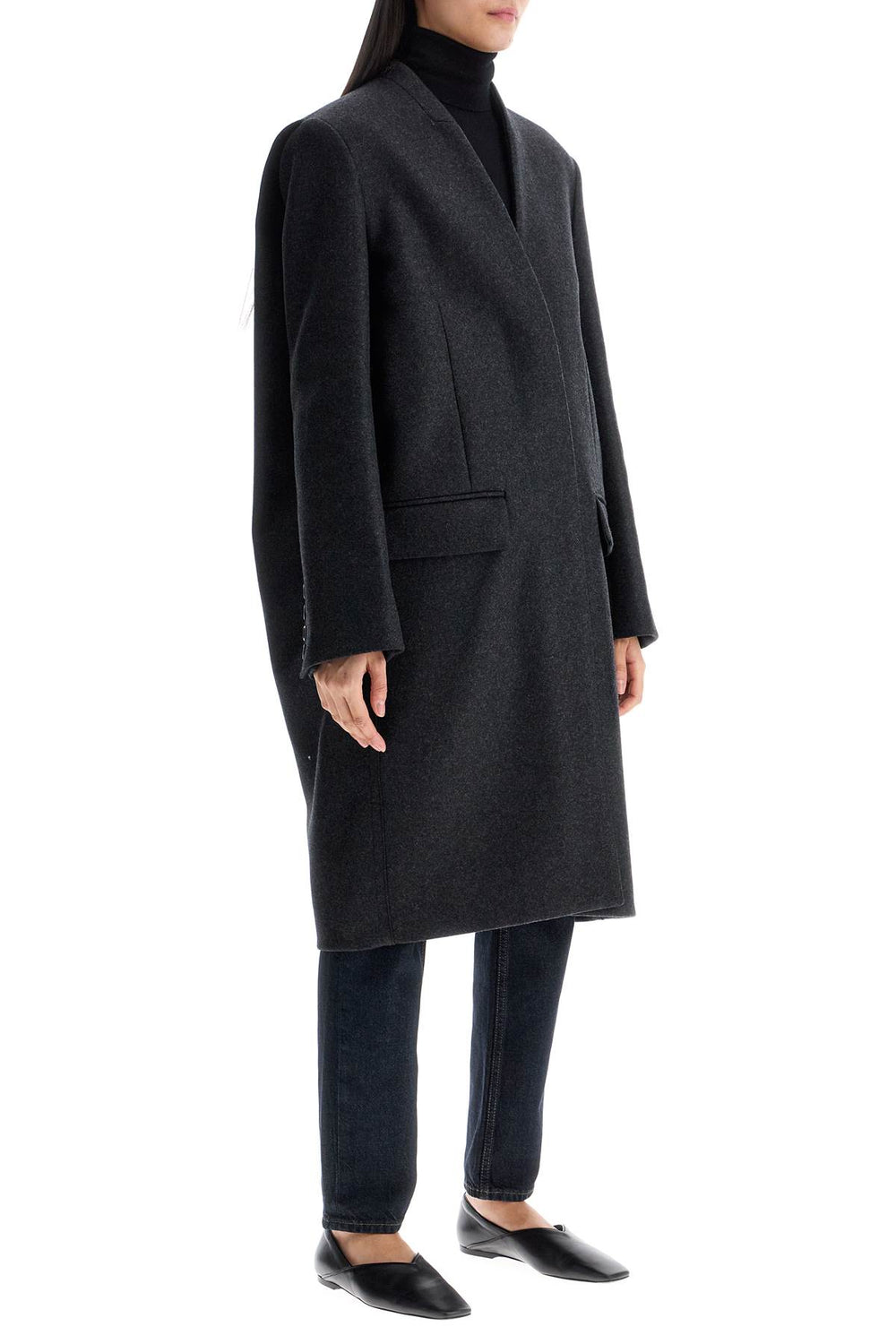 Toteme Charcoal Melange Shawl Collar Coat