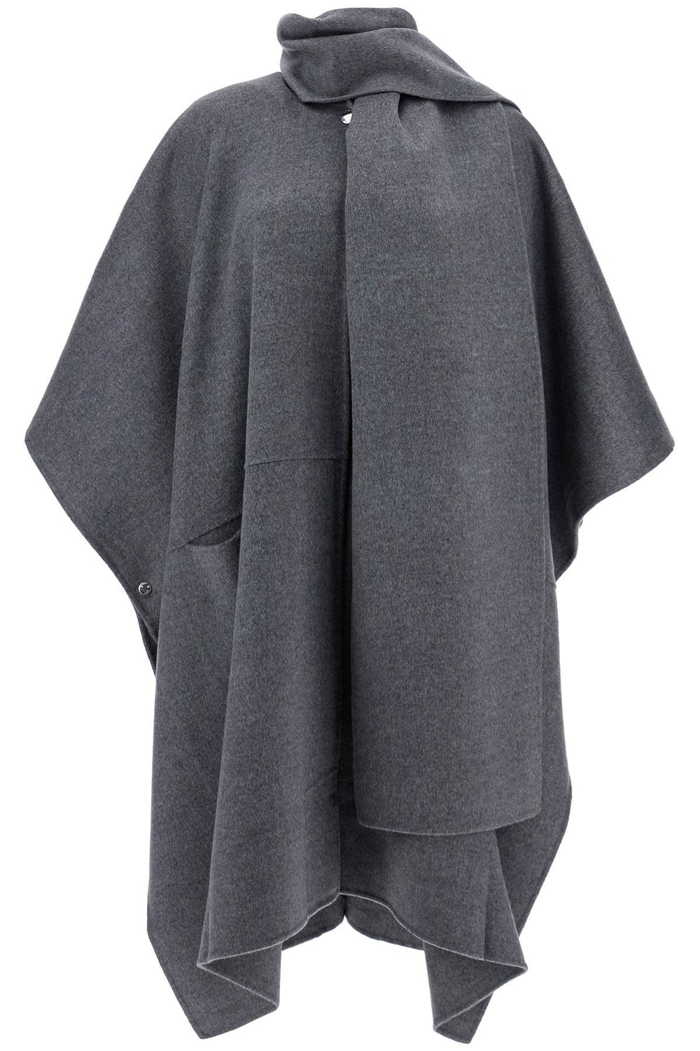 Toteme Gray Mélange Wool Coat With Doublé Scarf Sleeveless