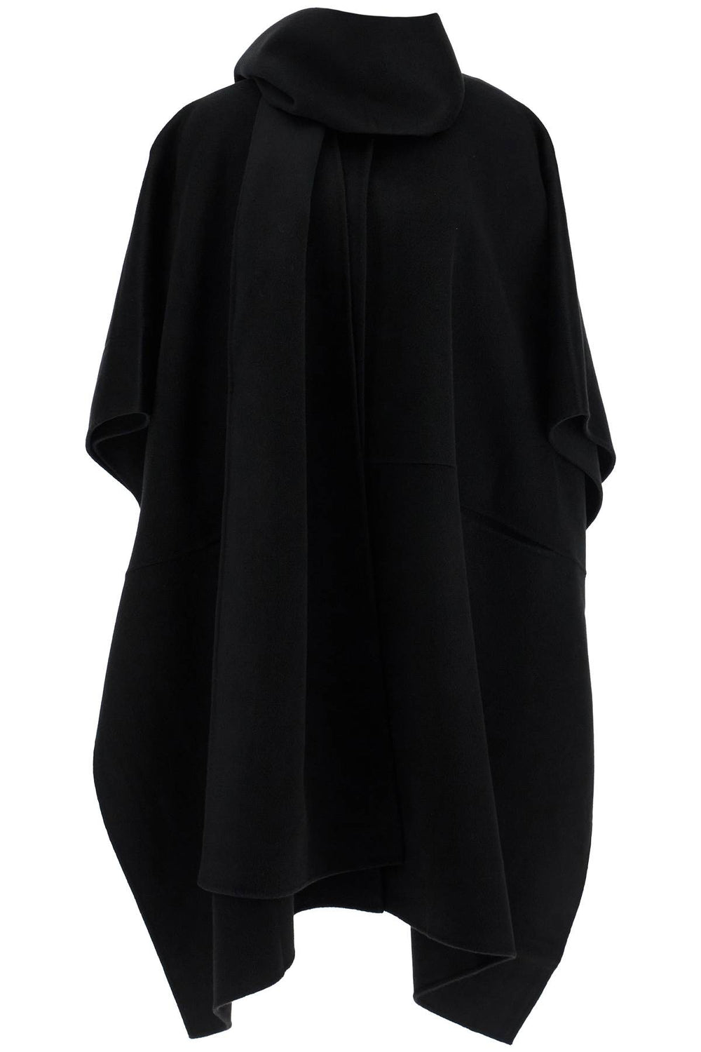 Toteme Asymmetrical Double Coat In Rws Wool Black High Collar