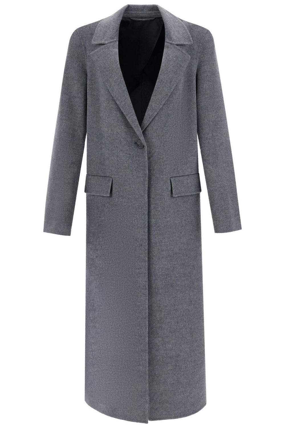 Toteme Long Oversized Coat In Melange Grey Wool