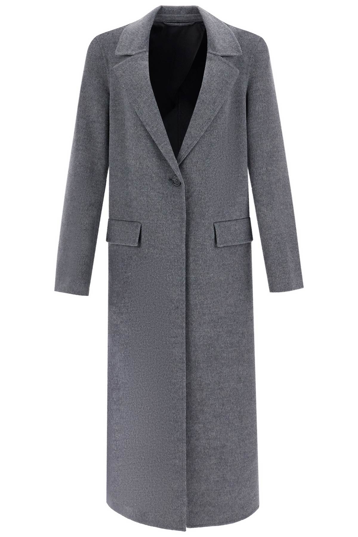 Toteme Long Oversized Coat In Melange Grey Wool