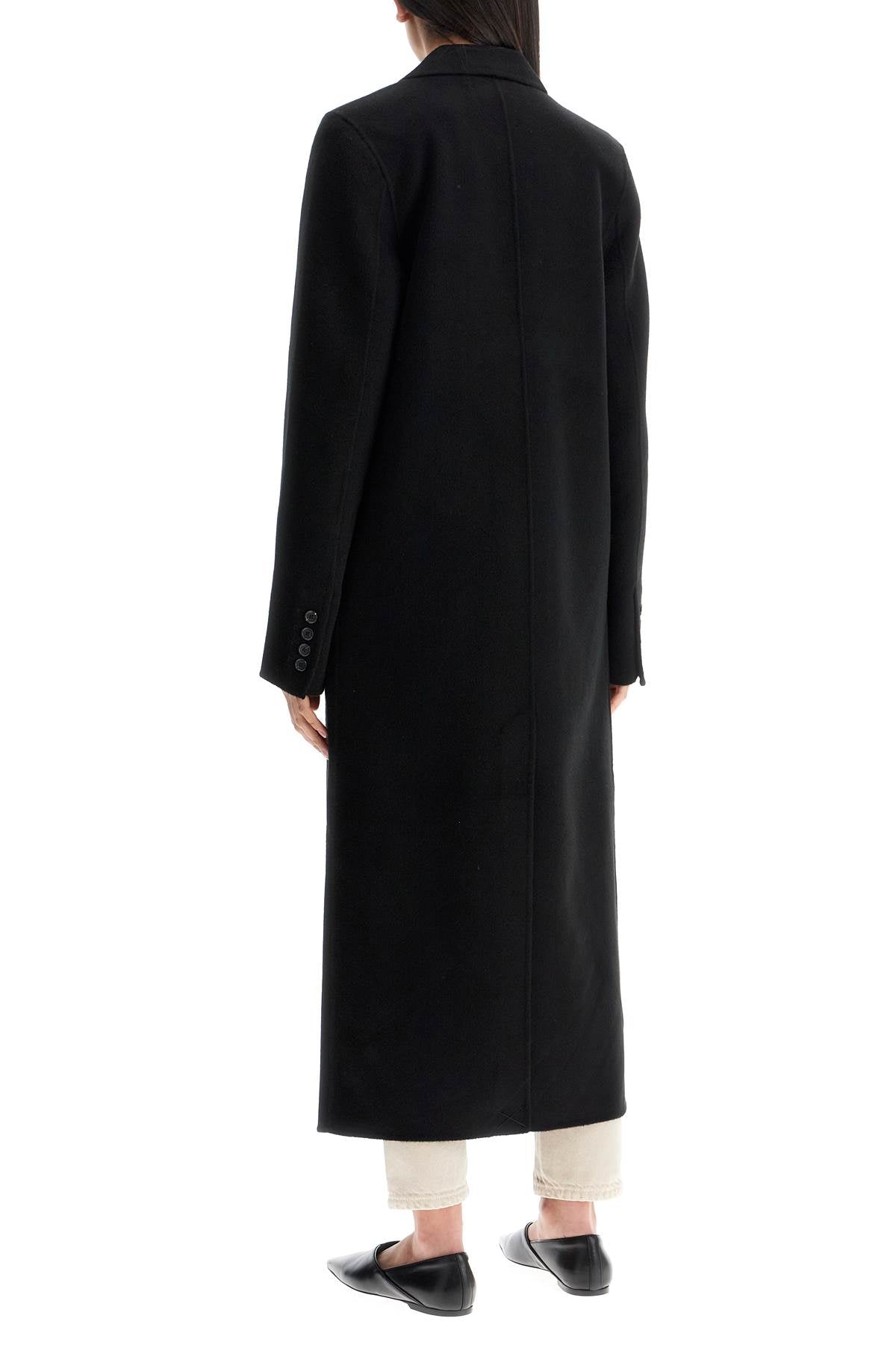 Toteme Classic Doublé Long Black Wool Coat