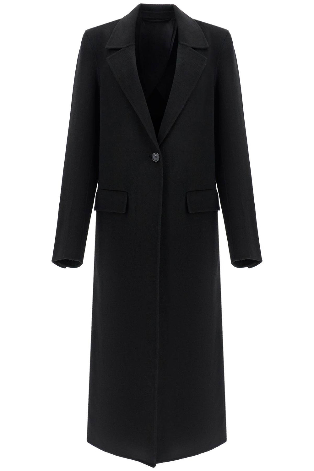 Toteme Classic Doublé Long Black Wool Coat