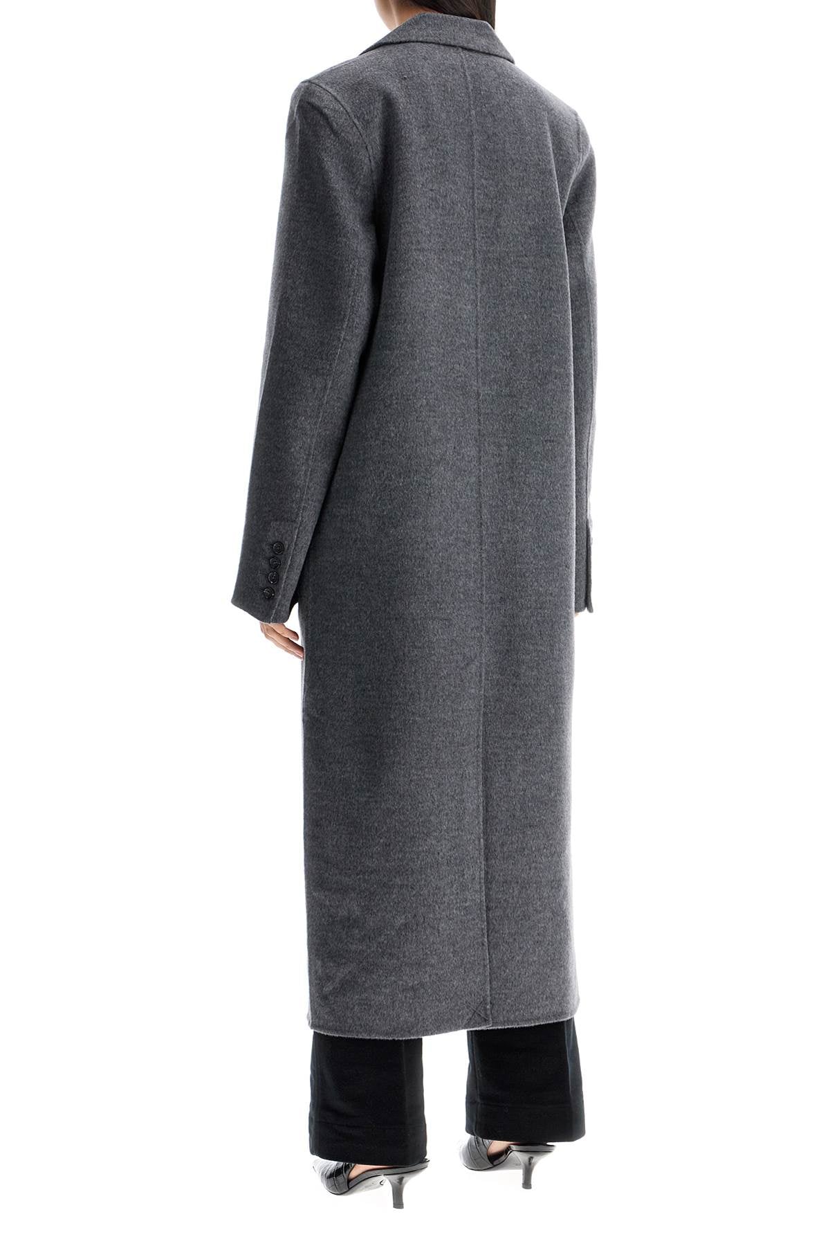 Toteme Long Oversized Coat In Melange Grey Wool