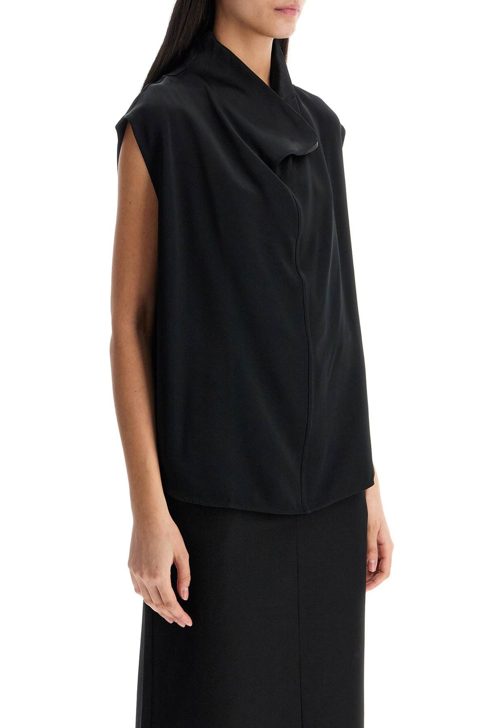 Toteme Sleeveless Black Funnel Neck Top