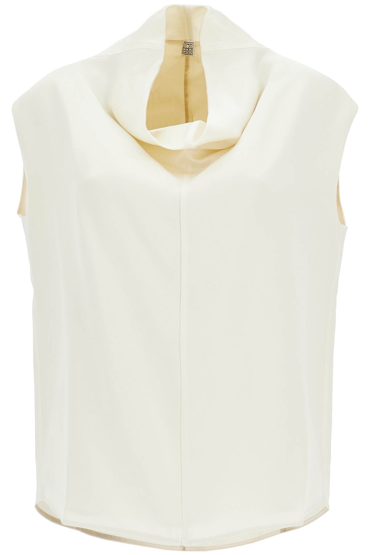 Toteme Sleeveless Top with Funnel Neck Macadamia Viscose and Acetate Elegant