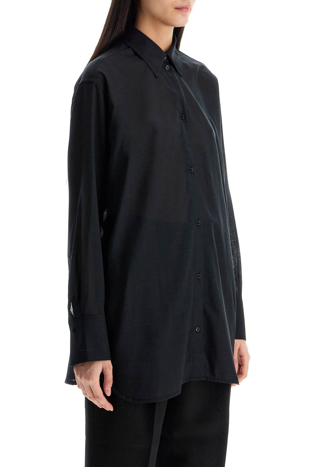 Toteme Black Relaxed Fit Wool Shirt