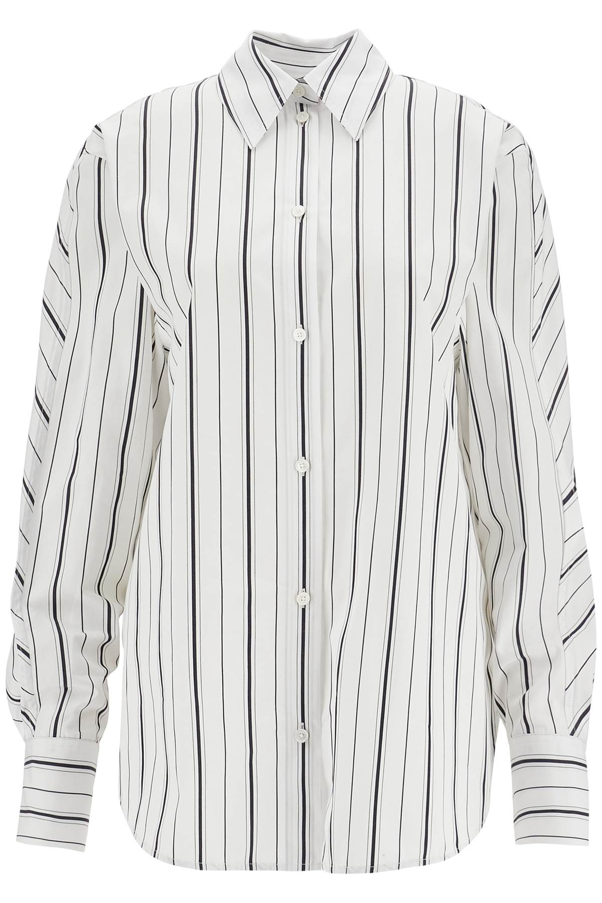 Toteme White And Black Striped Kimono Sleeve Shirt In Organic Cotton