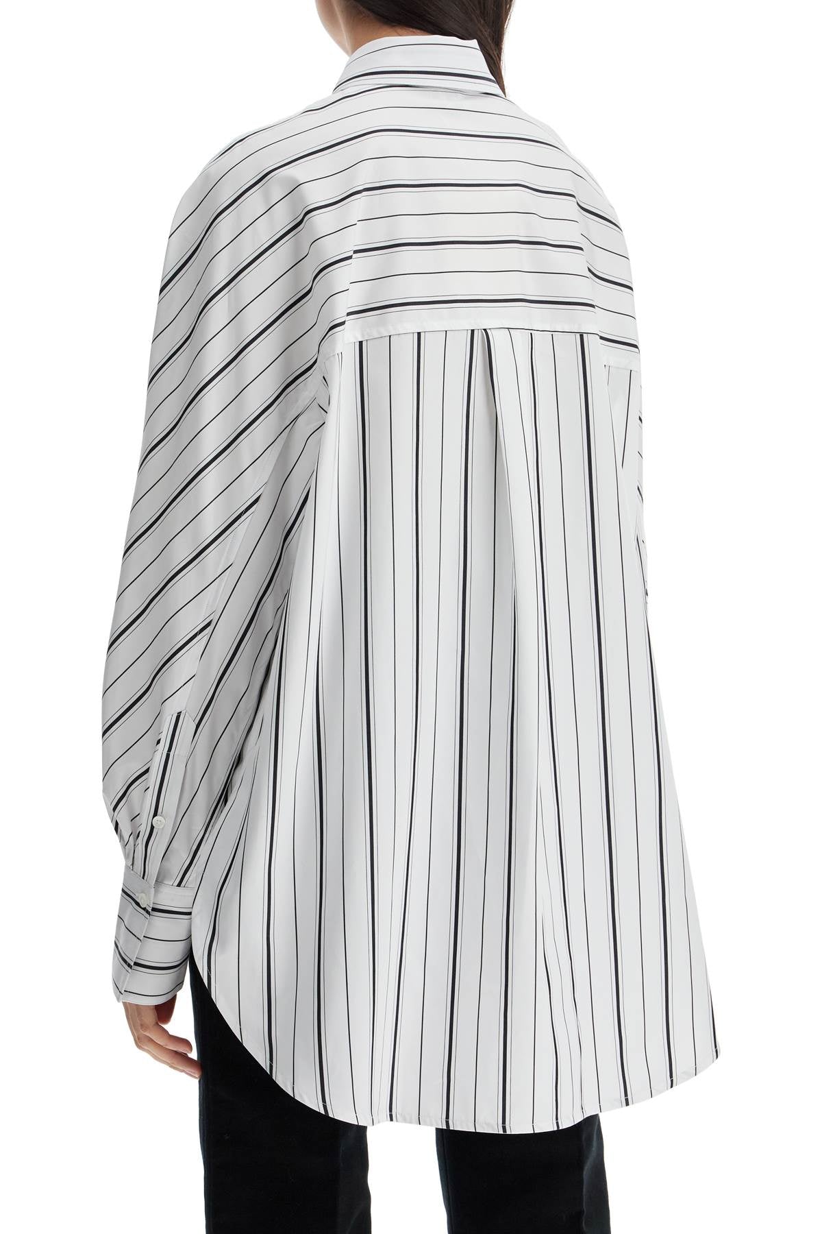 Toteme White And Black Striped Kimono Sleeve Shirt In Organic Cotton