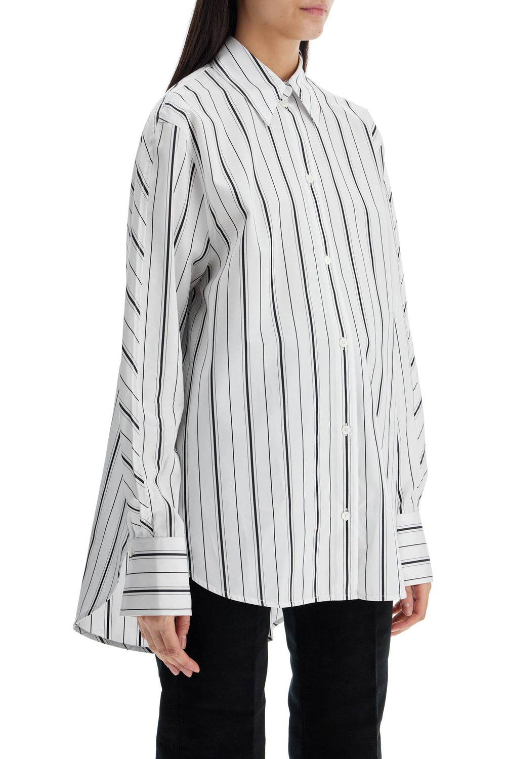 Toteme White And Black Striped Kimono Sleeve Shirt In Organic Cotton