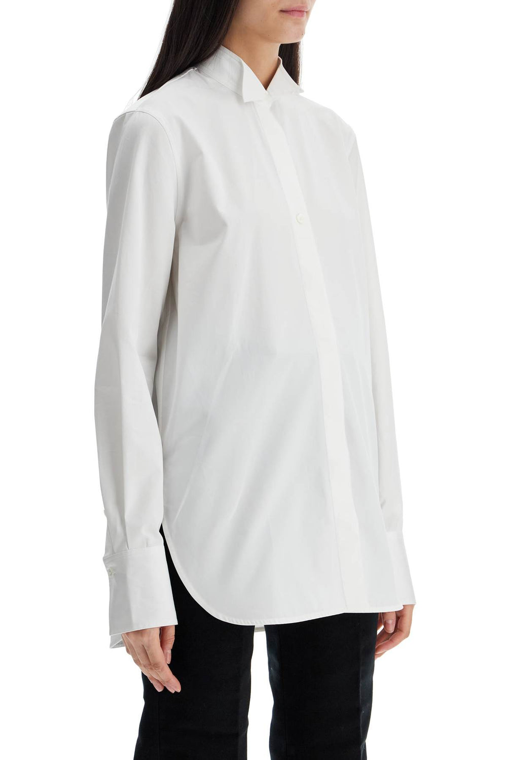 Toteme White Asymmetrical Organic Cotton Tuxedo Shirt